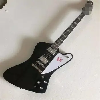 Klasické čierne firebird gitara, môžu podporovať prispôsobenie, vitajte na kúpiť
