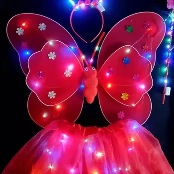 LED Detí Kostým, Rekvizity Dievčatá Sukne Anjel Svetla Krídla Blikajúce Motýľ Sukne Svetlá Vyhovovali 2-8year Veľkonočné Valentines Day